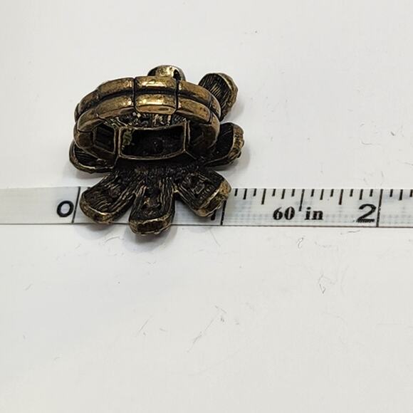 Cookie Lee Flower Rhinestone Brass Tone Stretch Cocktail Ring Statement Jewelry - Picture 7 of 7